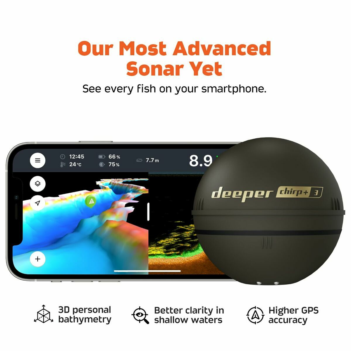 Deeper CHIRP+ 3 (DP6H13S10) – Das fortschrittlichste kabellose 3D-Sonar für anspruchsvolle Angler